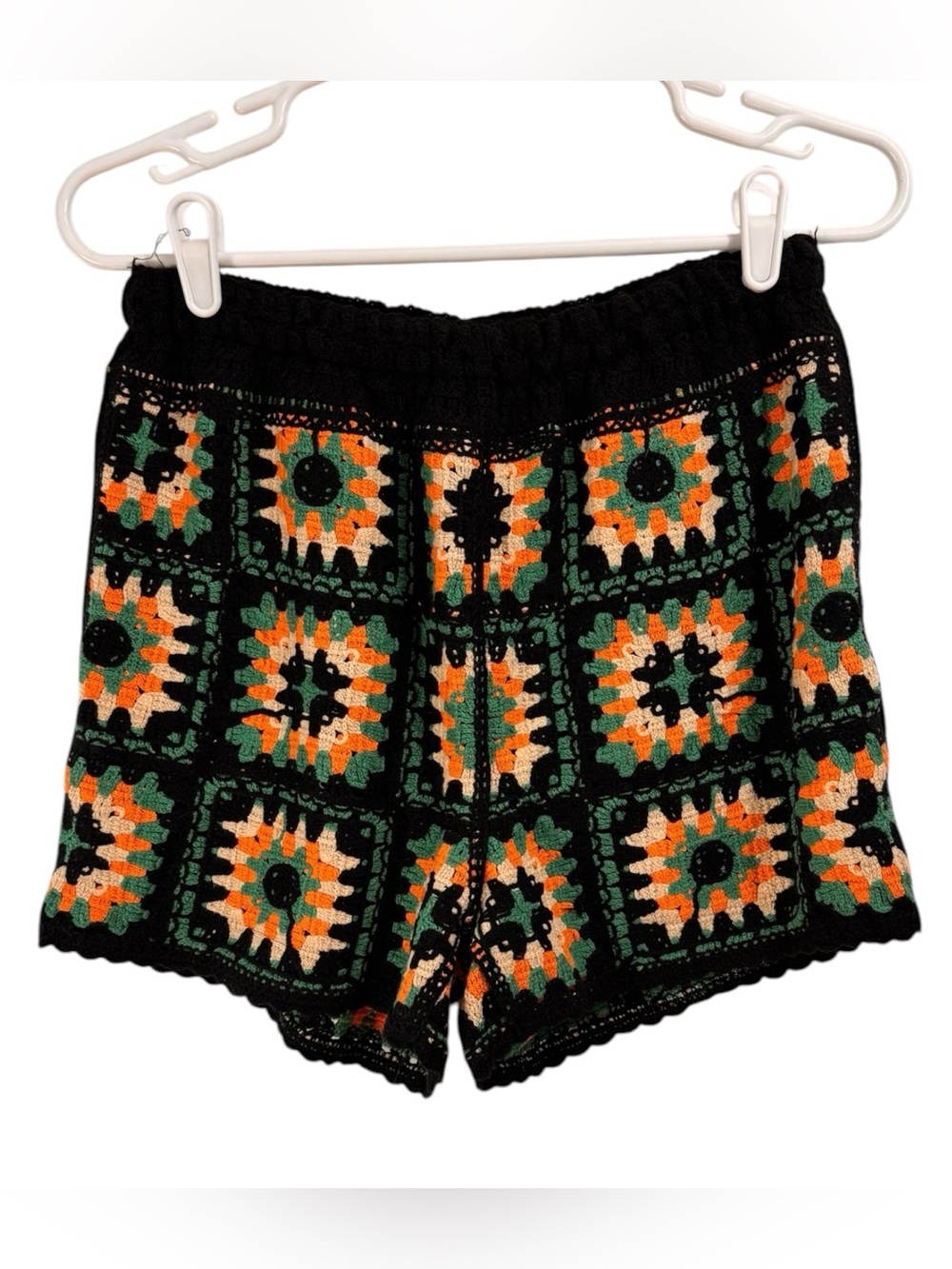 Talulah Size S/M Multicolor Granny Square Crochet Festival Boho Shorts Lined